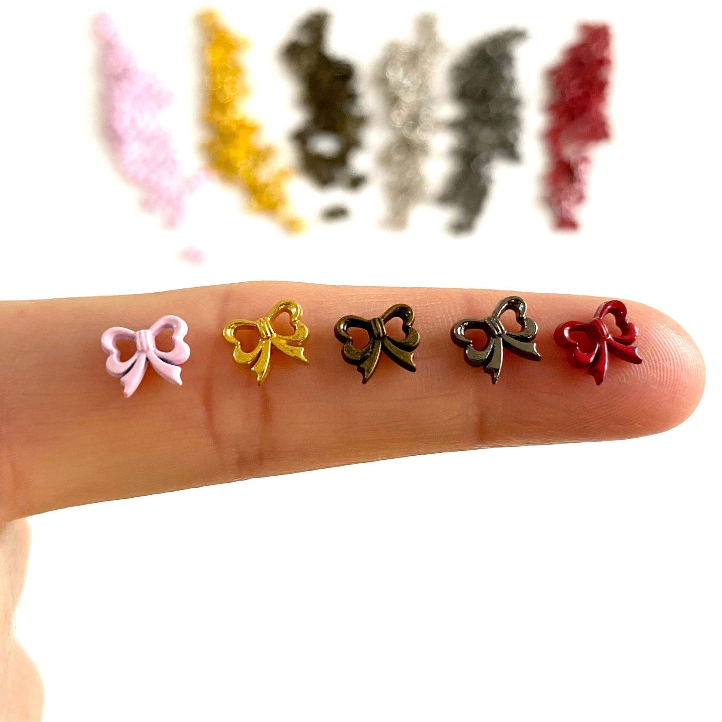 Mini bow buttons Tiny ribbon - Blacksparrowuk