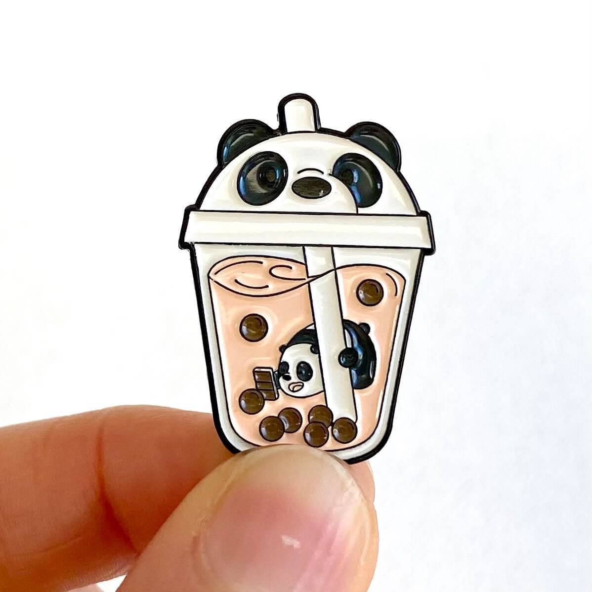 Bubble tea cute Kawaii pin badge Metal Milk tea enamel pin - 6 designs - Blacksparrowuk