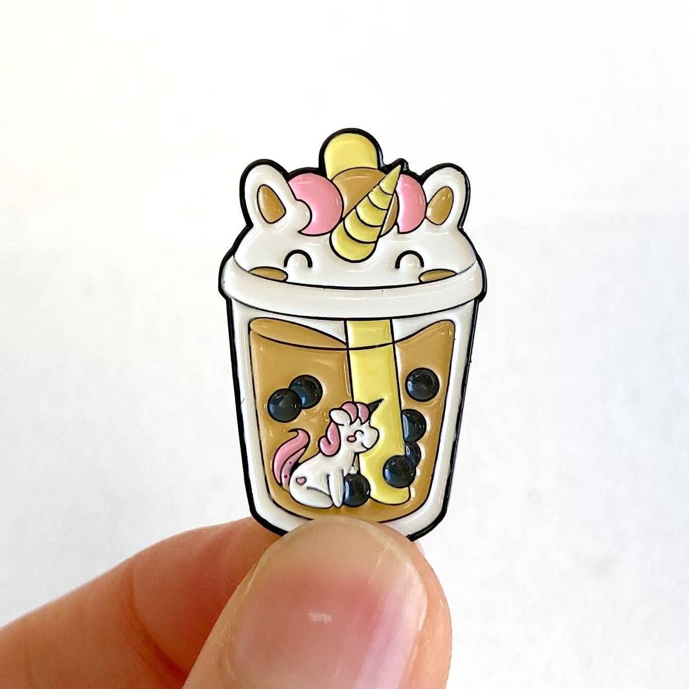 Bubble tea cute Kawaii pin badge Metal Milk tea enamel pin - 6 designs - Blacksparrowuk
