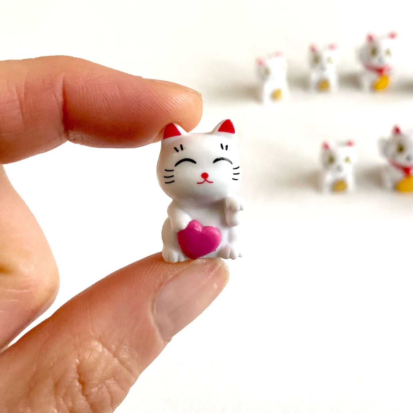 Kawaii Tiny Lucky Cats set of 2 Maneki Neko - Blacksparrowuk