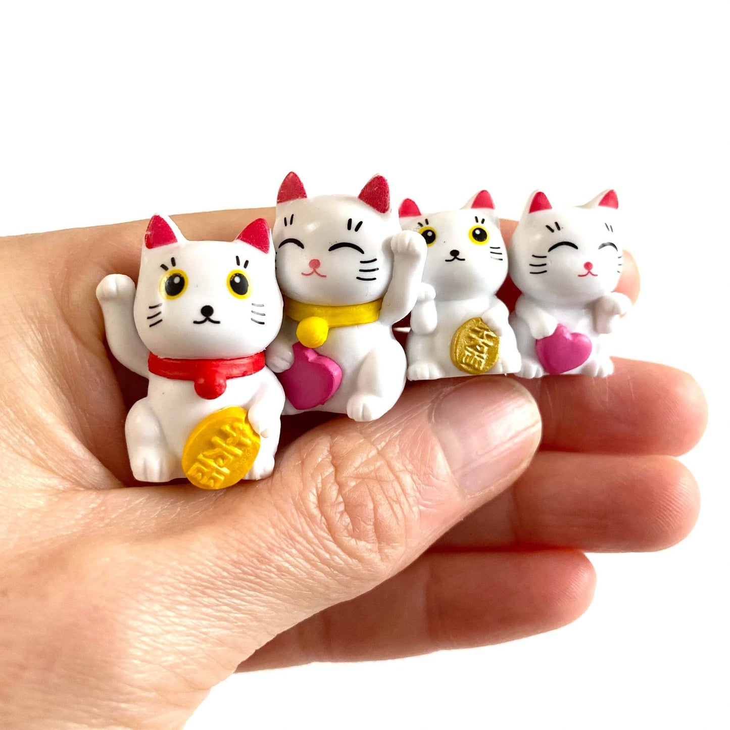 Kawaii Tiny Lucky Cats set of 2 Maneki Neko - Blacksparrowuk