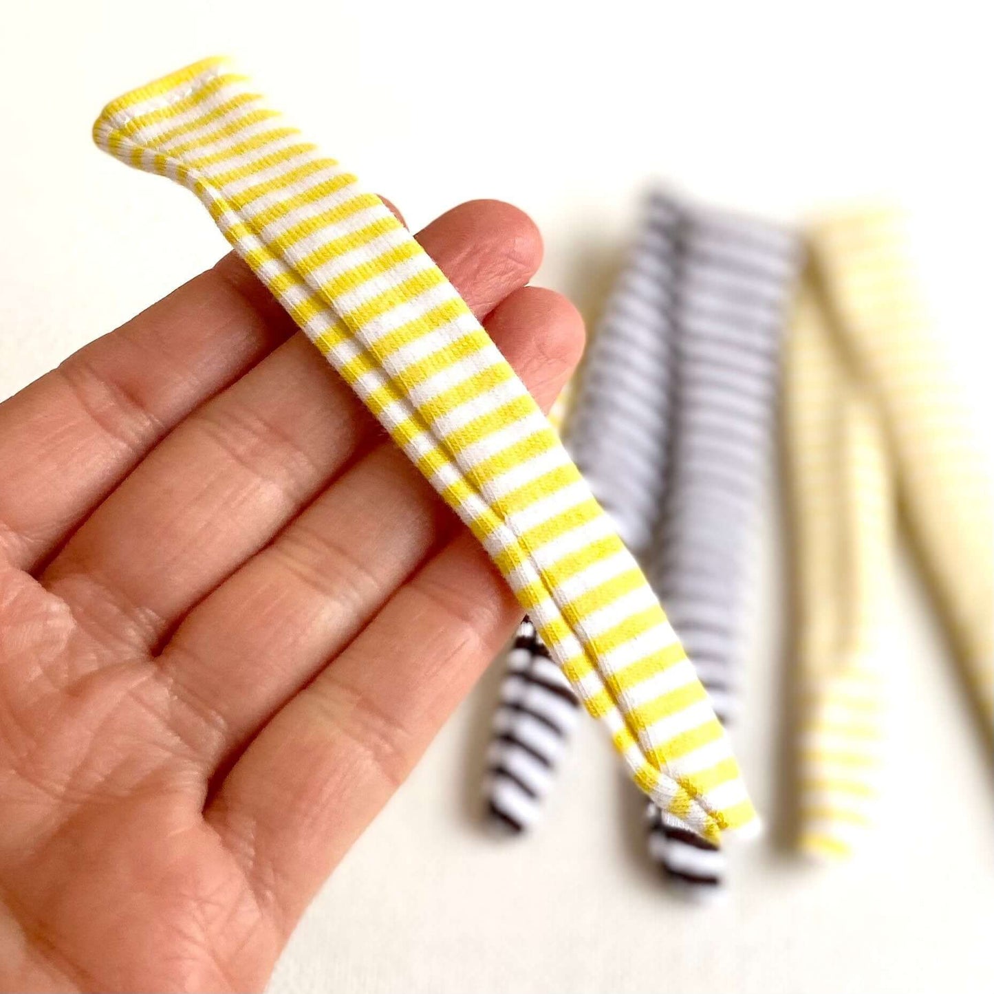 Blythe doll socks Yellow Stripy doll socks white striped BJD socks - Blacksparrowuk
