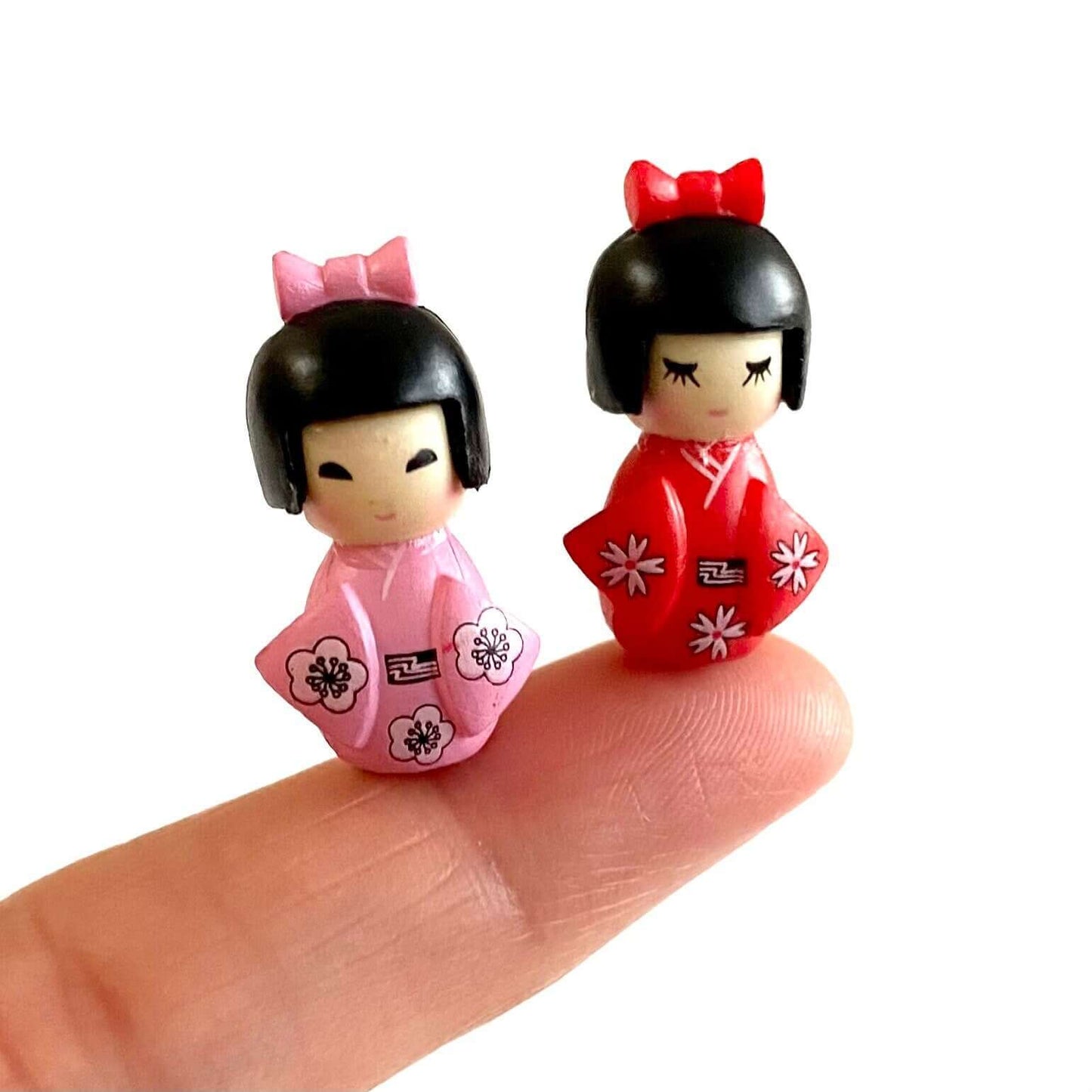 Tiny Babushka Chinese Doll Set of 2 Terrarium Fairy Garden Dolls - Blacksparrowuk