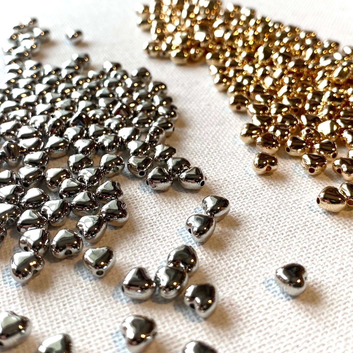 Tiny heart spacer beads acrylic Gold Silver plastic beads - Blacksparrowuk