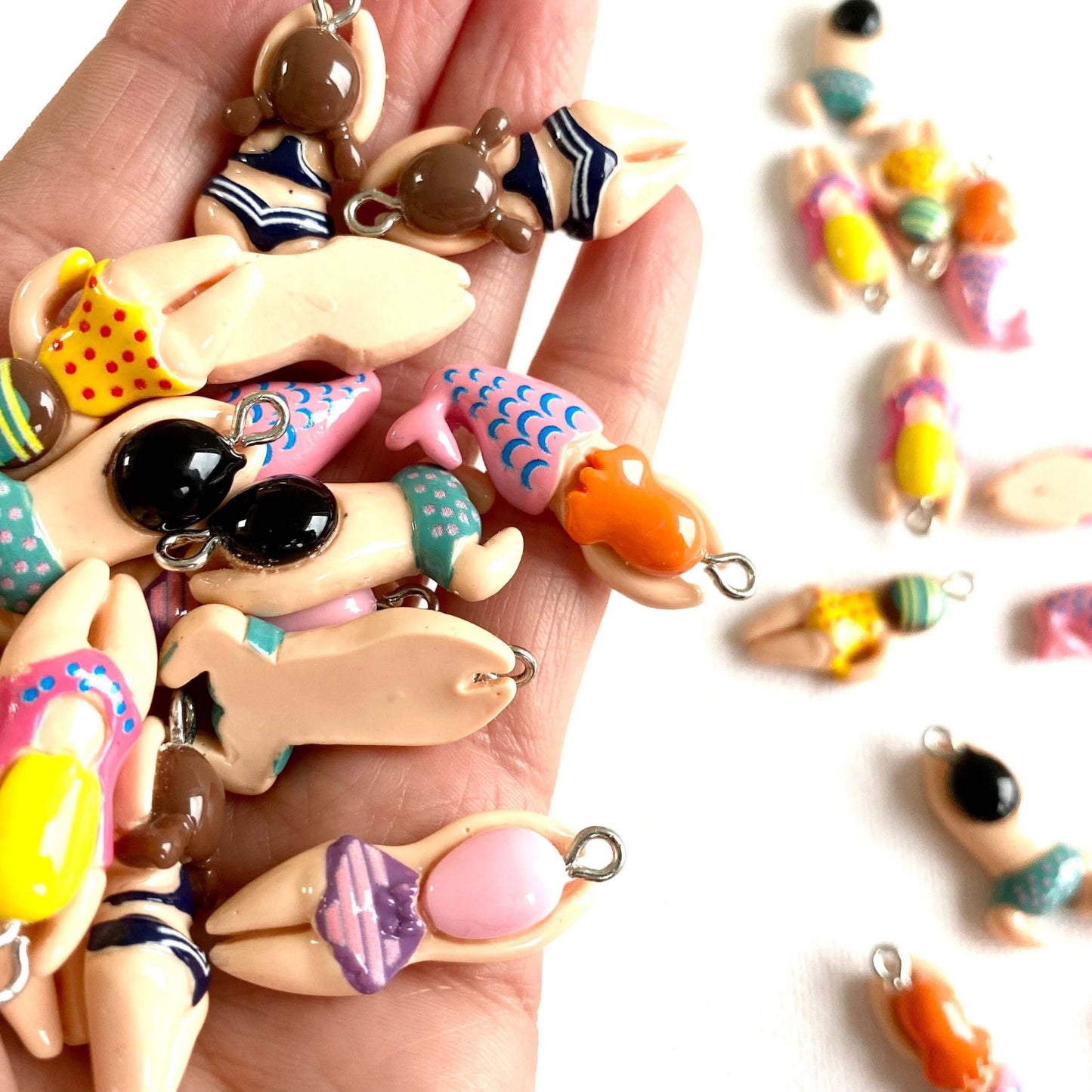 Wild Swimming lady charms Resin pendant Flat back cabochon - Blacksparrowuk