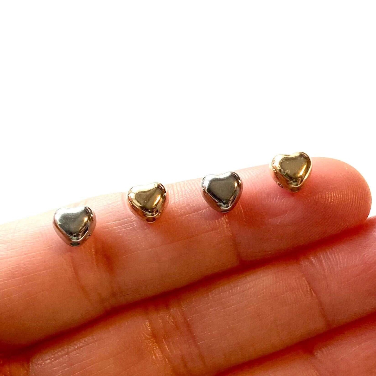 Tiny heart spacer beads acrylic Gold Silver plastic beads - Blacksparrowuk