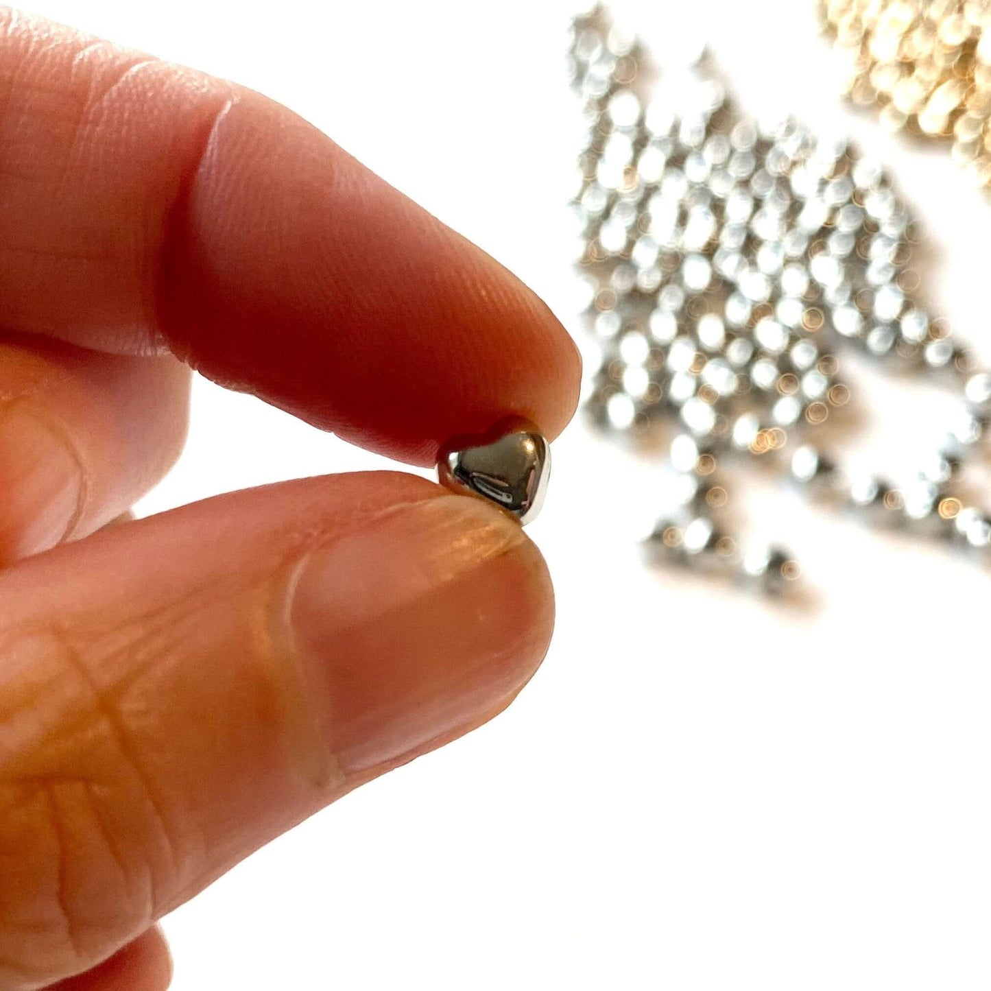 Tiny heart spacer beads acrylic Gold Silver plastic beads - Blacksparrowuk