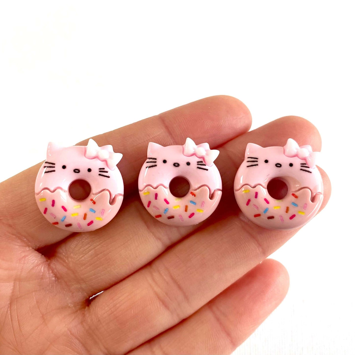Kawaii Cute resin Kitty Doughnut cake Flatback charms - Blacksparrowuk
