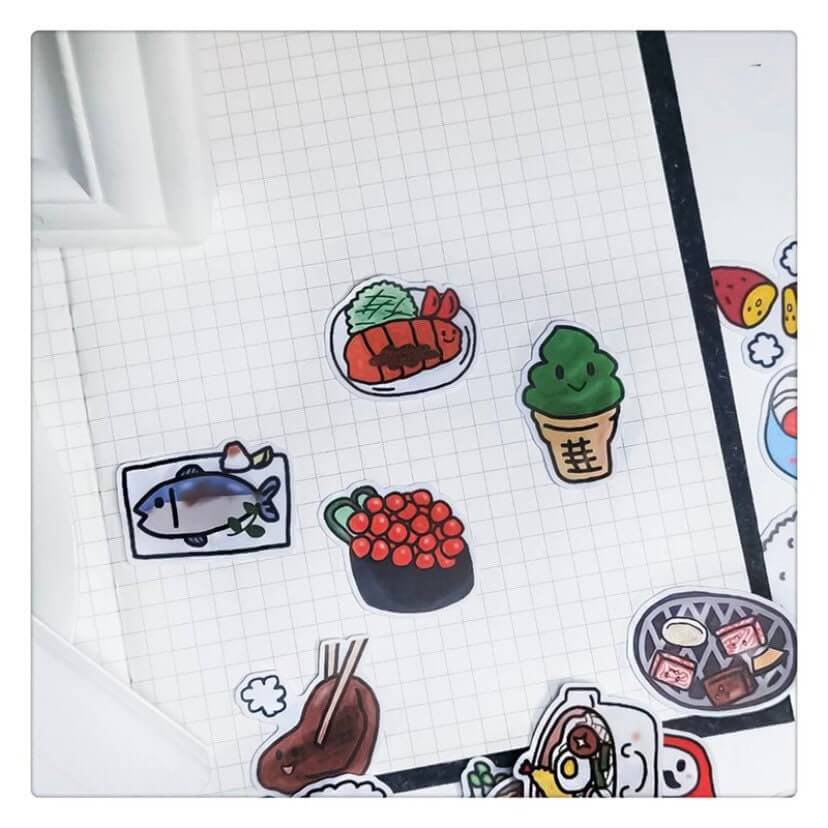 Japanese Food stickers 40pcs Cute Kawaii Scrapbooking stickers - Blacksparrowuk
