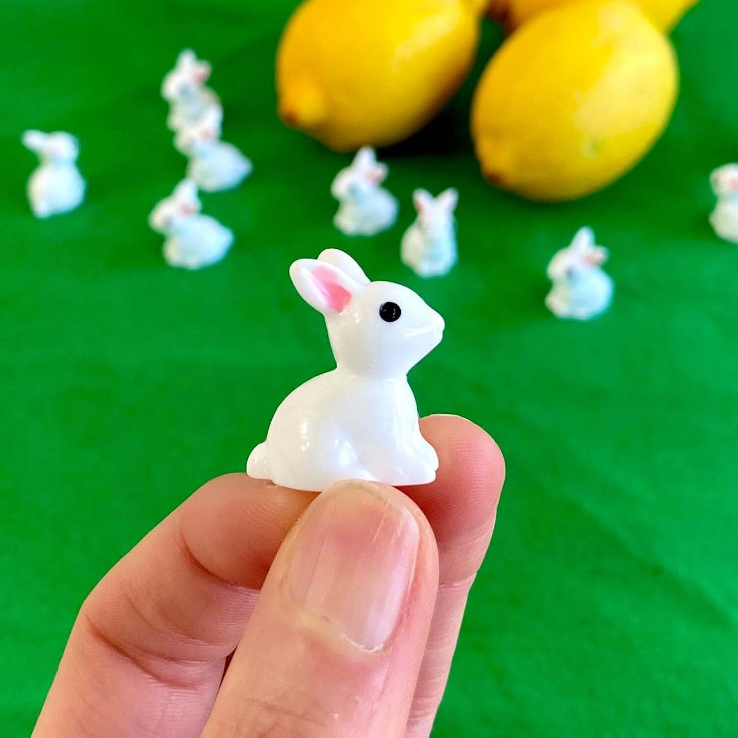 Miniature Bunny Rabbit white resin figurine rabbit charms - Blacksparrowuk