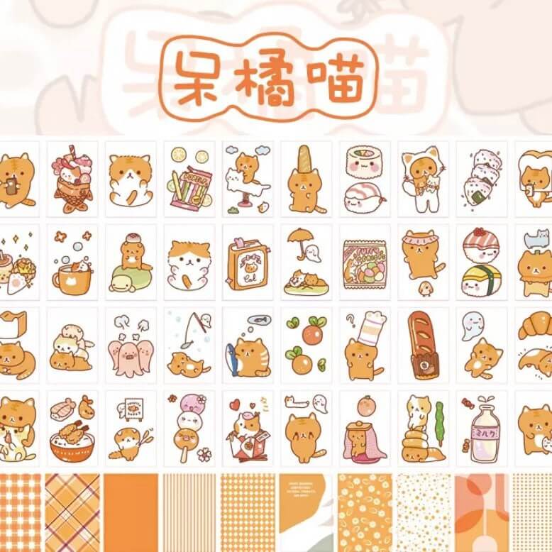Cute stickers Kawaii 50 sheet sticker books Mini rectangle whole sheet peel away stickers - Blacksparrowuk