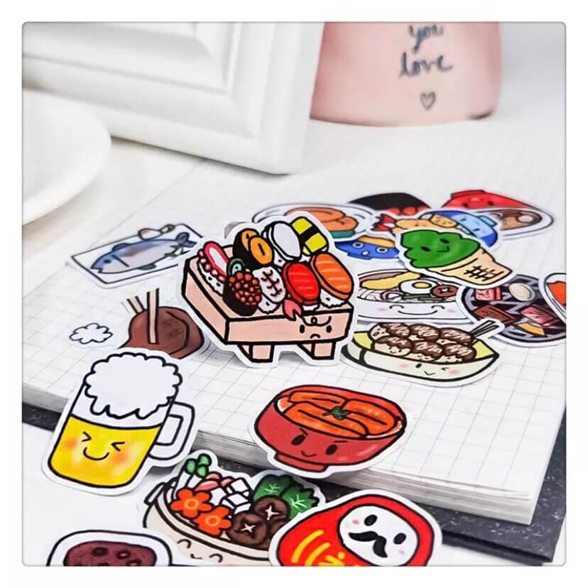 Japanese Food stickers 40pcs Cute Kawaii Scrapbooking stickers - Blacksparrowuk
