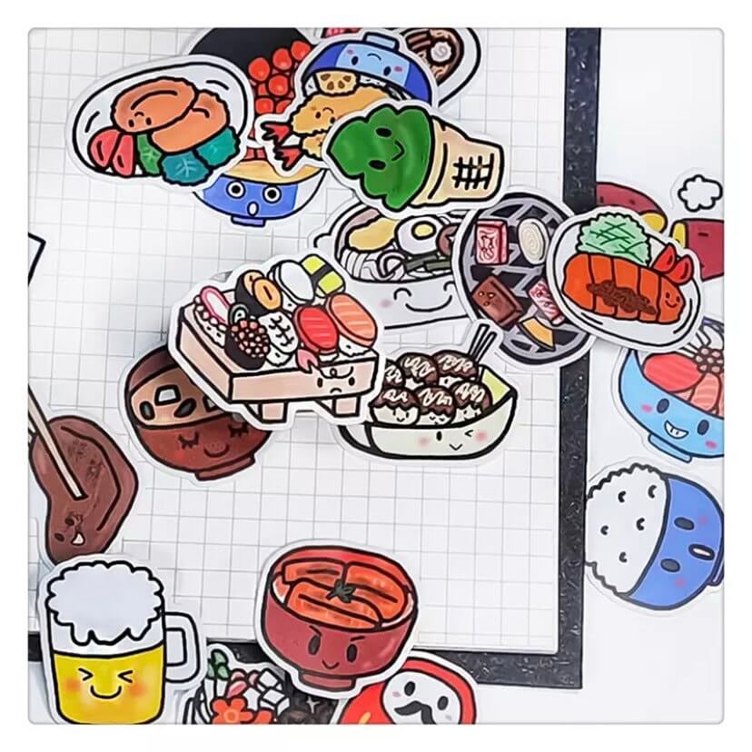 Japanese Food stickers 40pcs Cute Kawaii Scrapbooking stickers - Blacksparrowuk