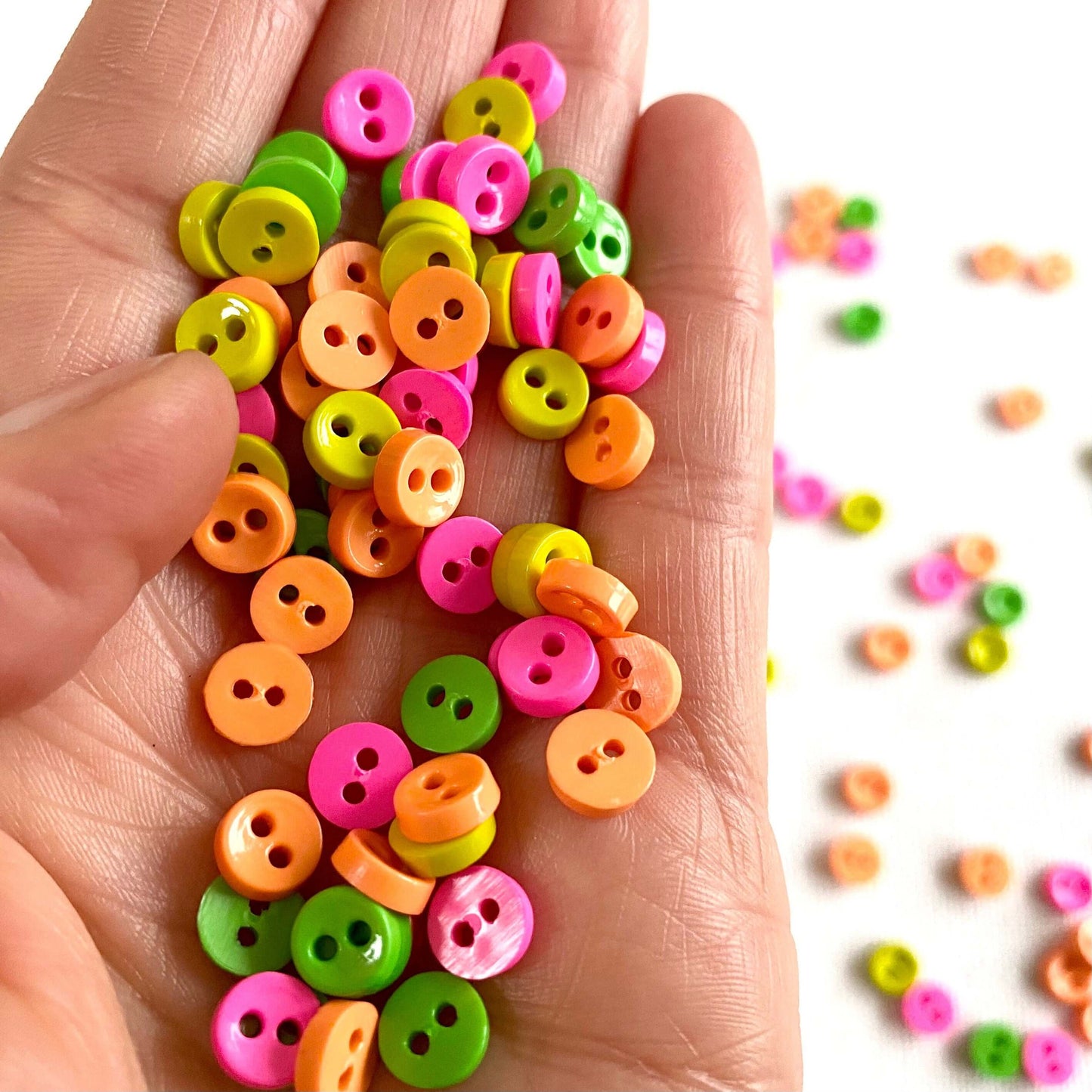 Mini buttons 7mm tiny buttons Neon colour - Blacksparrowuk