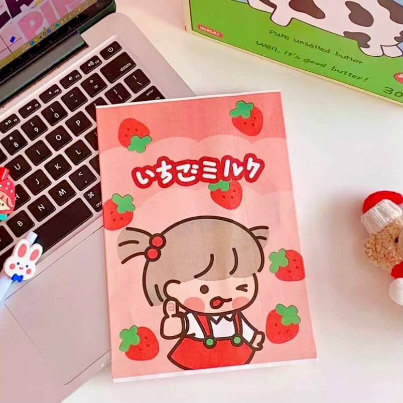 Cute Kawaii party bags Strawberry Milk Cute Paper craft bags - Blacksparrowuk