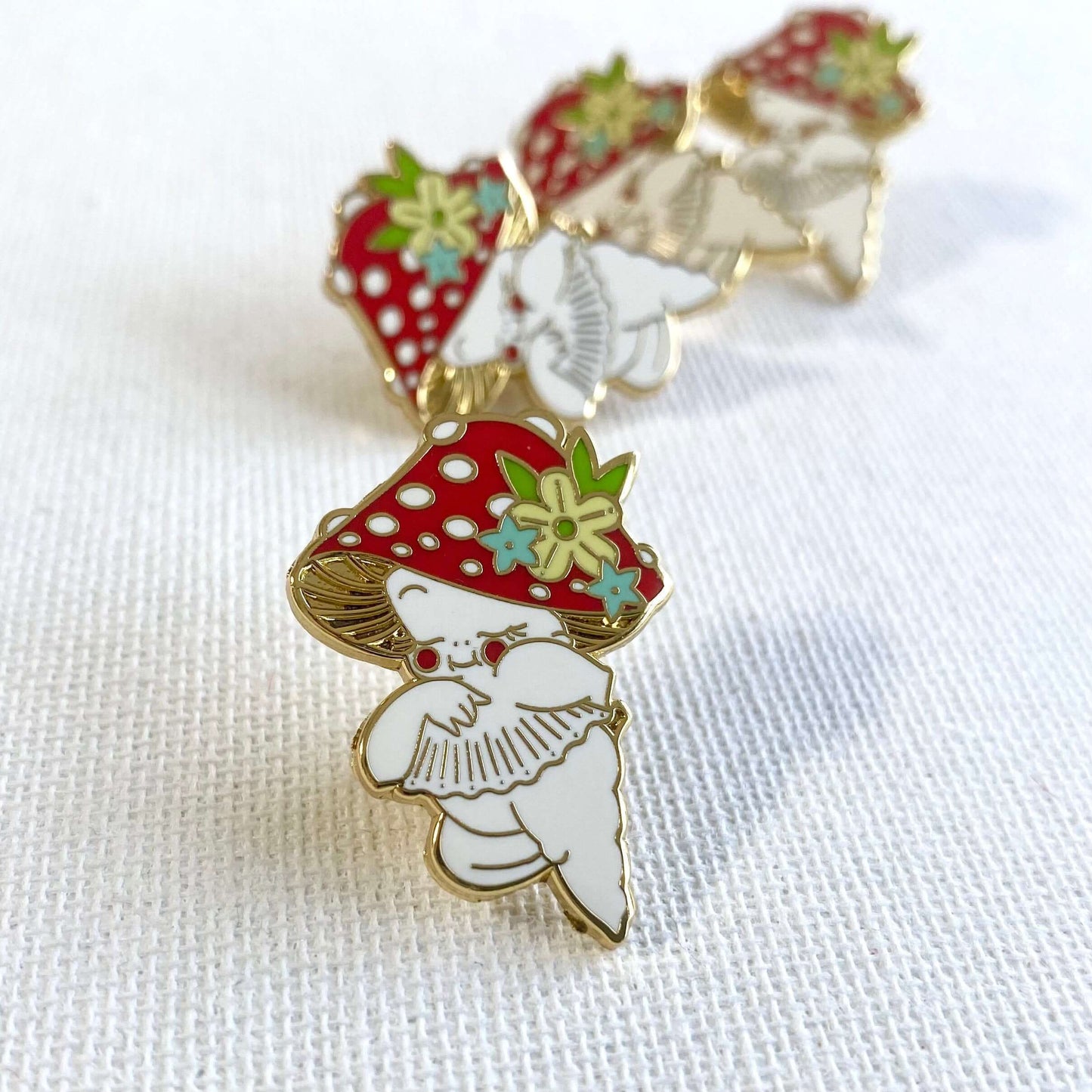Mushroom Kewpie pin Badge Kawaii Enamel pin Metal badge - Blacksparrowuk