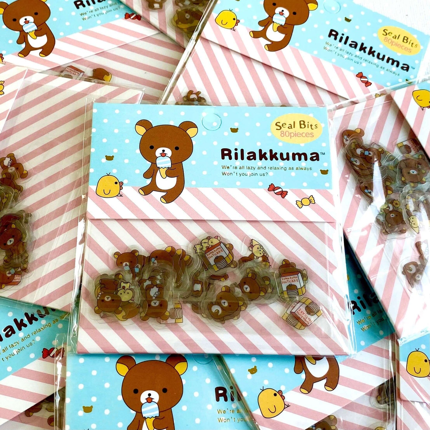 Rilakkuma Kawaii stickers 80pcs Cute Bear stickers Circus friends Series - Blacksparrowuk