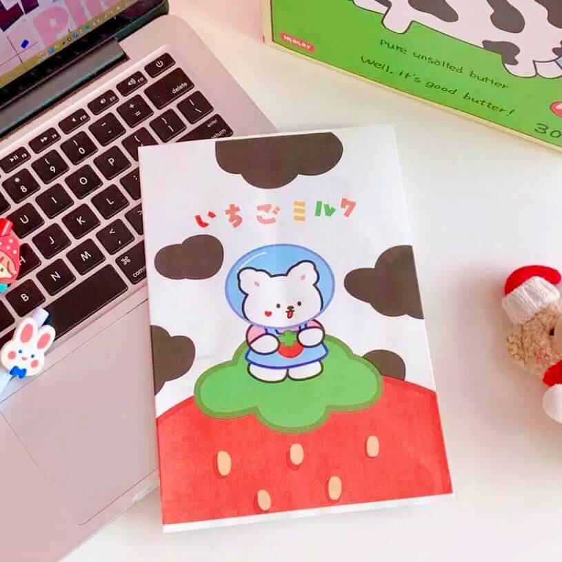 Cute Kawaii party bags Strawberry Milk Cute Paper craft bags - Blacksparrowuk