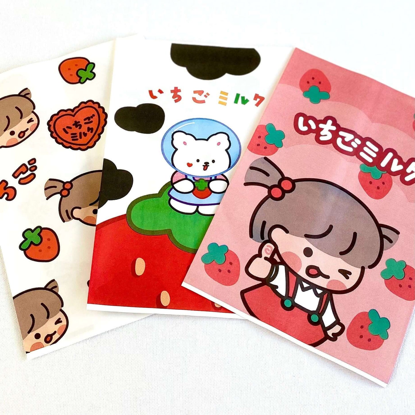 Cute Kawaii party bags Strawberry Milk Cute Paper craft bags - Blacksparrowuk