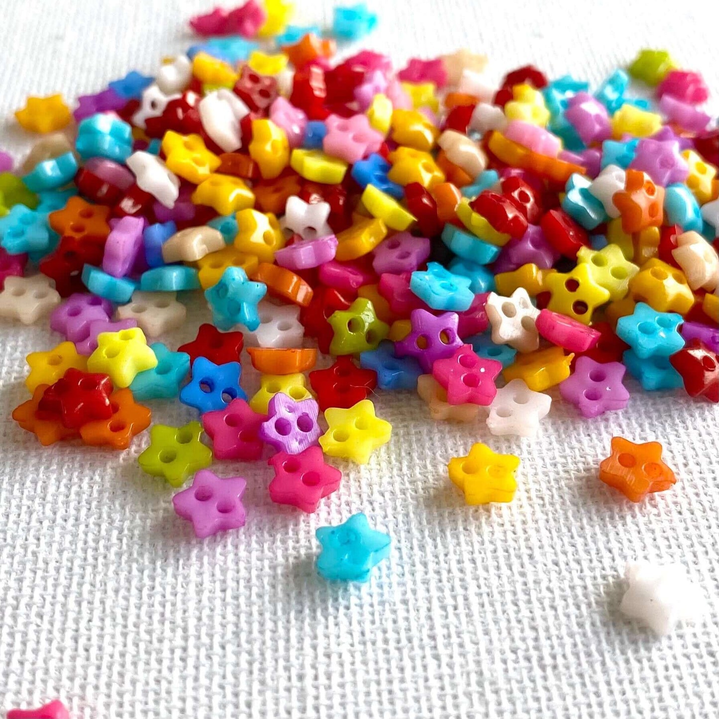 Tiny Star 6mm buttons for Doll Clothes Multicoloured two hole Mini resin rainbow buttons - Blacksparrowuk