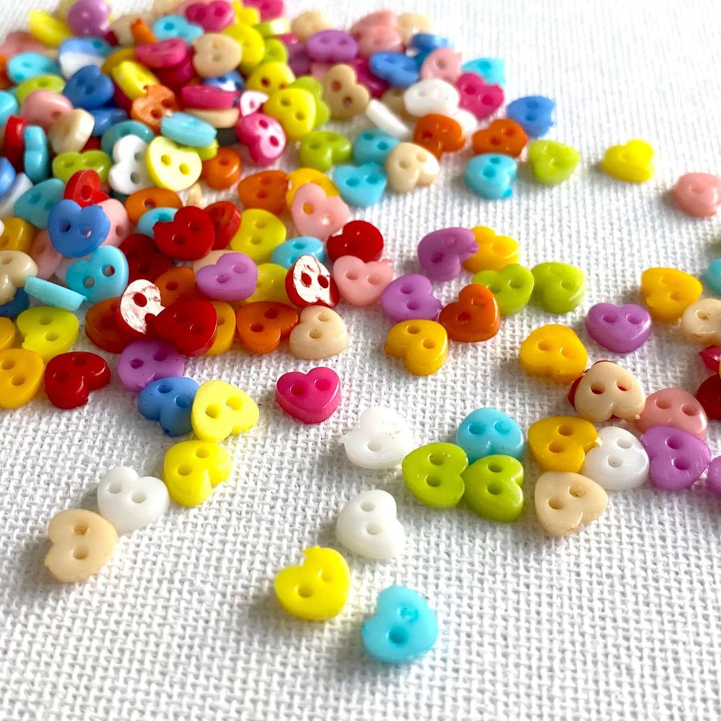 6mm tiny Heart buttons Multicoloured two hole - Blacksparrowuk