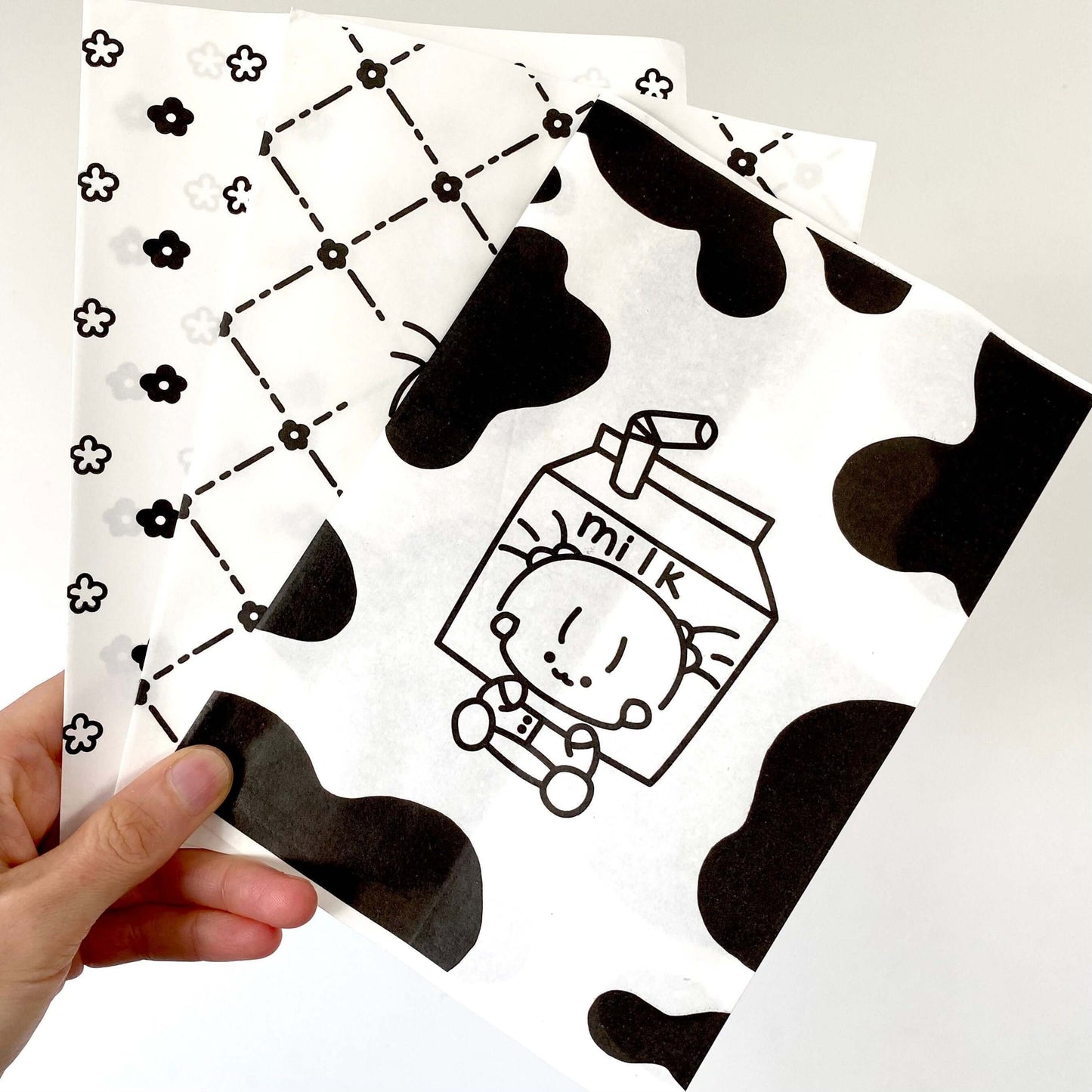 Cute party bags Kawaii Milk carton Cow print favours Black White Cute Paper craft bags - Blacksparrowuk