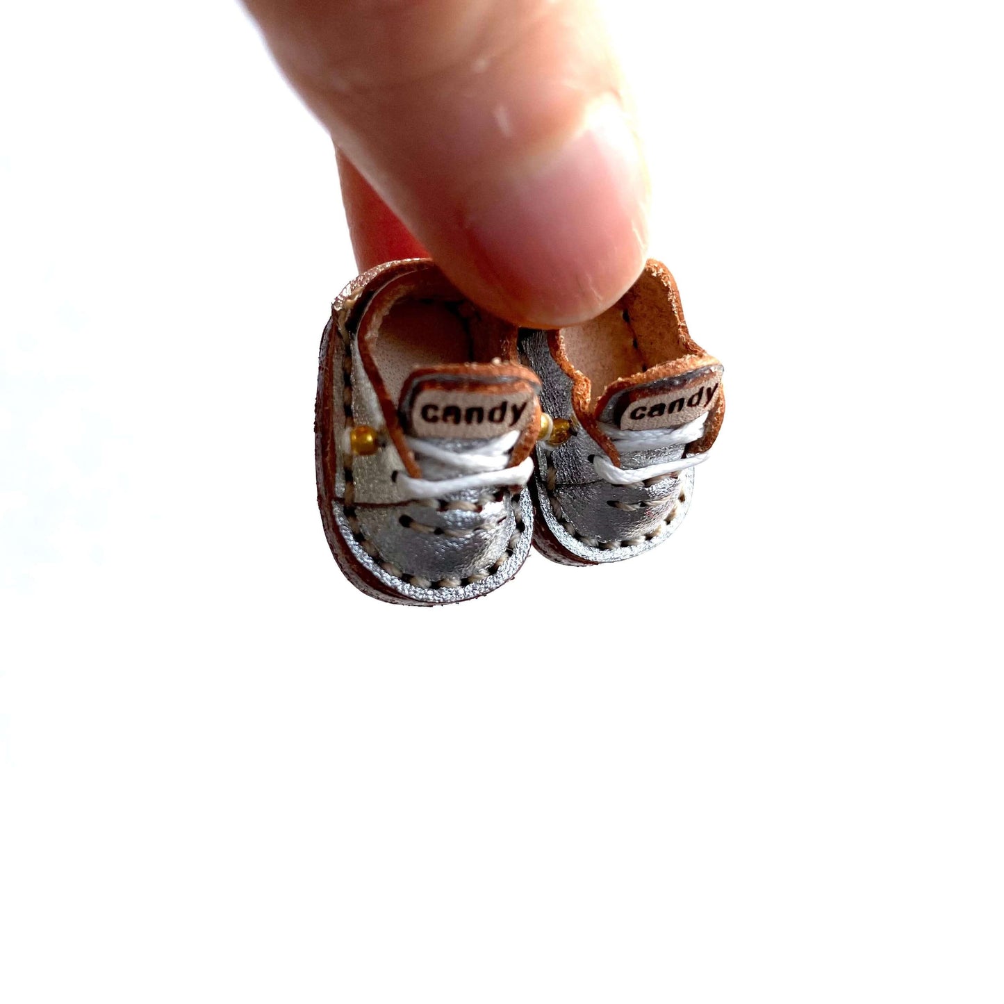 Silver leather Doll shoes OB11 doll shoes 1/12 shoes - Blacksparrowuk