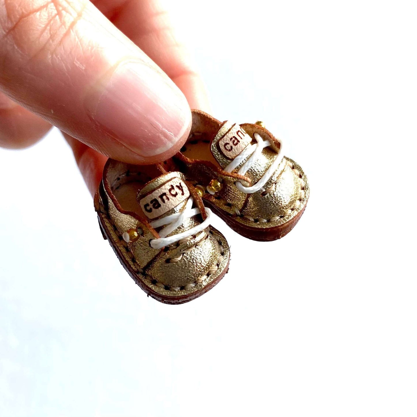 Gold leather Doll shoes OB11 doll shoes 1/12 shoes - Blacksparrowuk