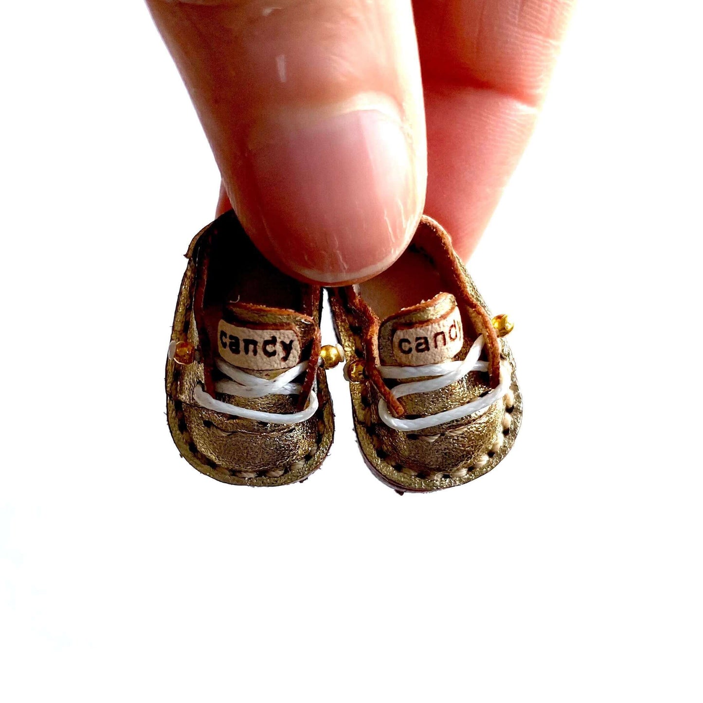 Gold leather Doll shoes OB11 doll shoes 1/12 shoes - Blacksparrowuk