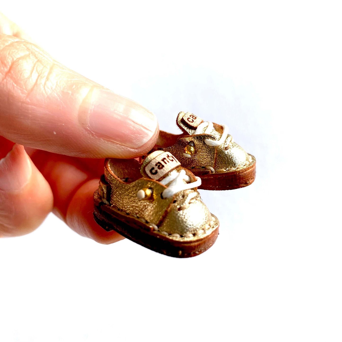 Gold leather Doll shoes OB11 doll shoes 1/12 shoes - Blacksparrowuk