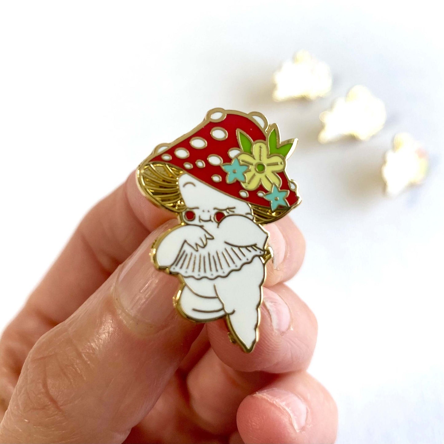 Mushroom Kewpie pin Badge Kawaii Enamel pin Metal badge - Blacksparrowuk