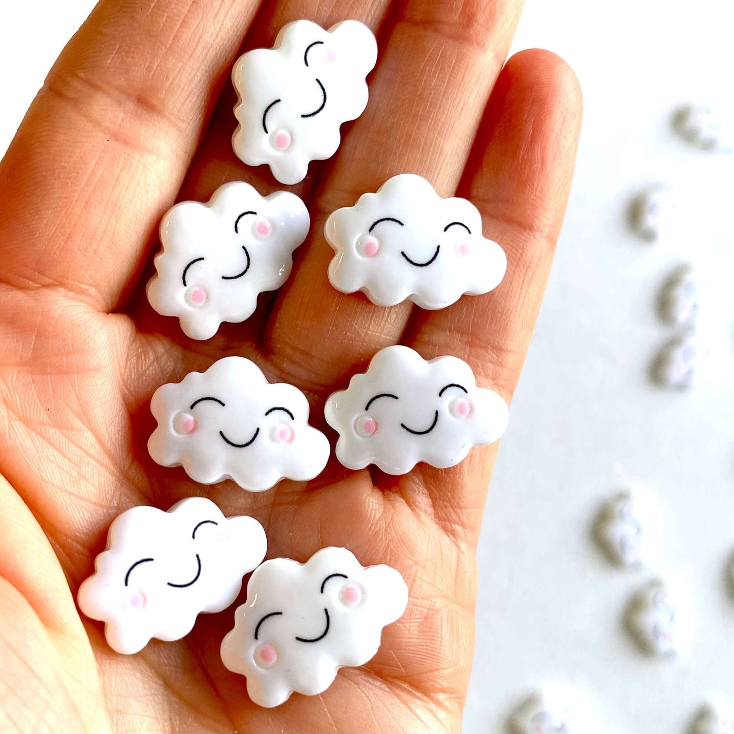 Cute Kawaii Happy Cloud flat back Charms Smiling Clouds - Blacksparrowuk
