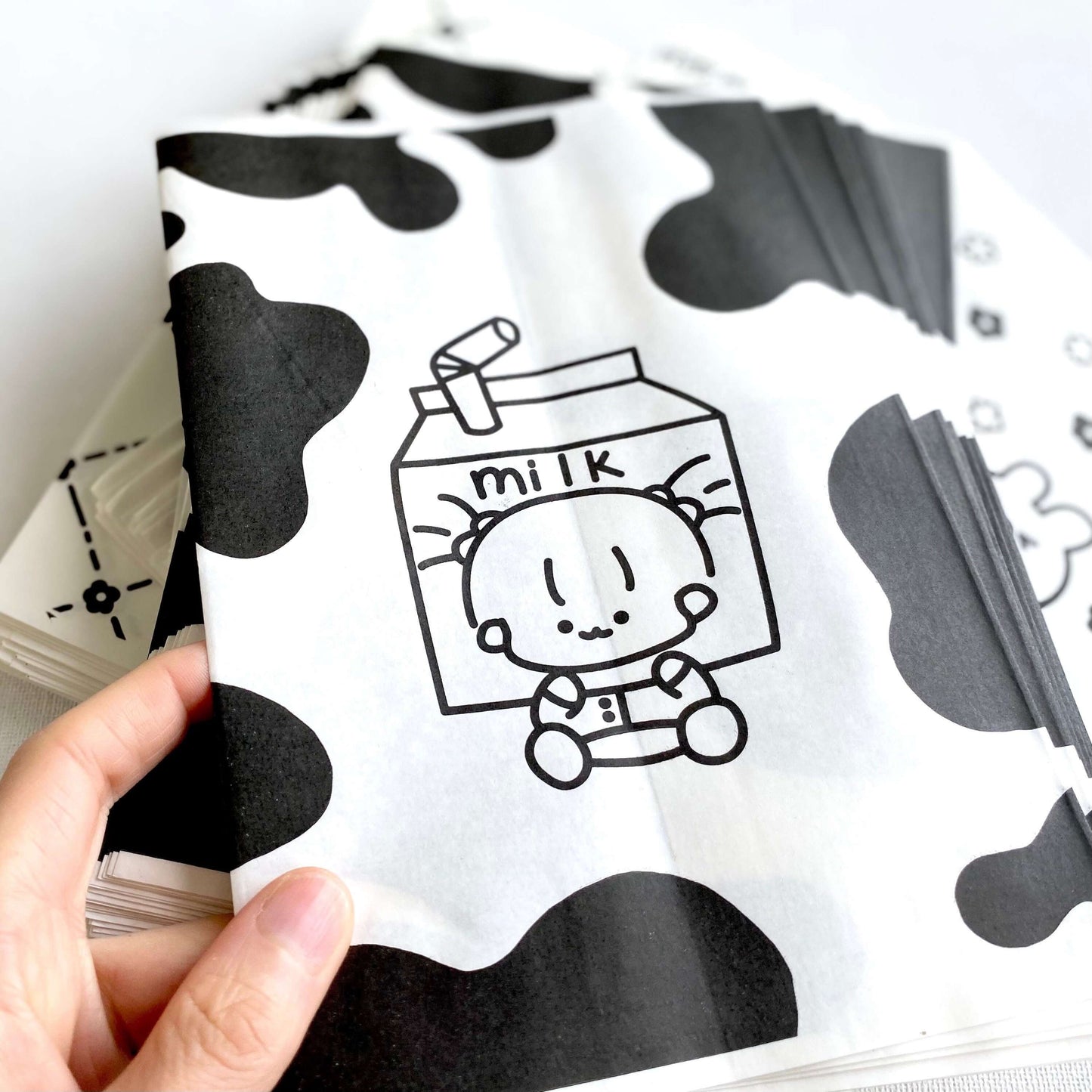 Cute party bags Kawaii Milk carton Cow print favours Black White Cute Paper craft bags - Blacksparrowuk