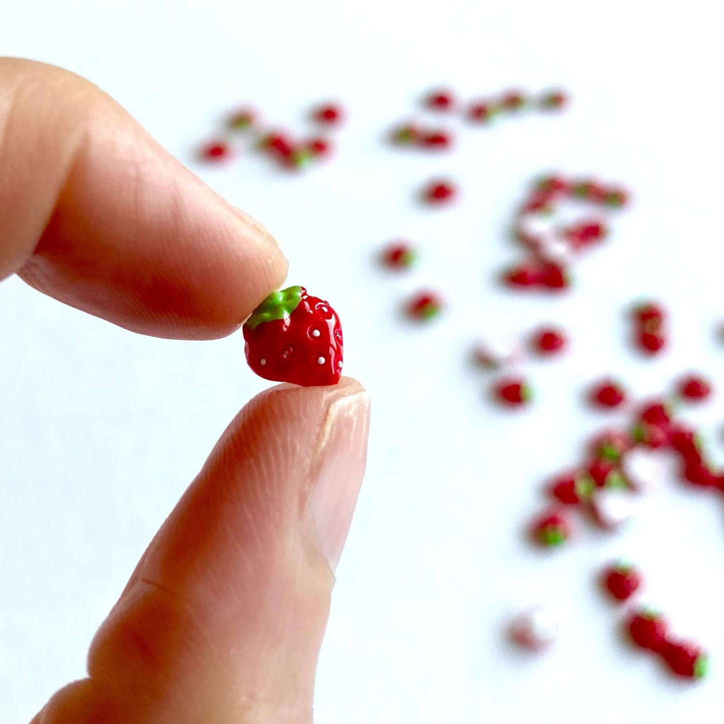 Tiny Strawberry cabochons Resin Flat back Nail charm - Blacksparrowuk
