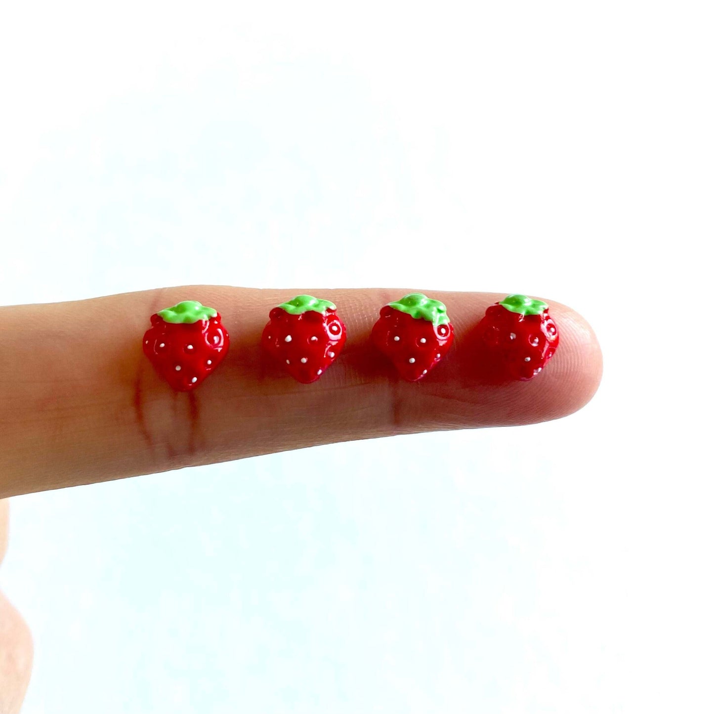 Tiny Strawberry cabochons Resin Flat back Nail charm - Blacksparrowuk