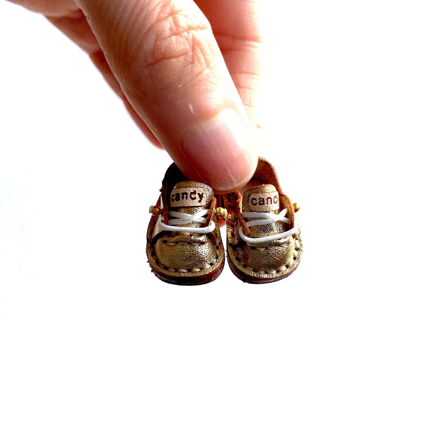 Gold leather Doll shoes OB11 doll shoes 1/12 shoes - Blacksparrowuk