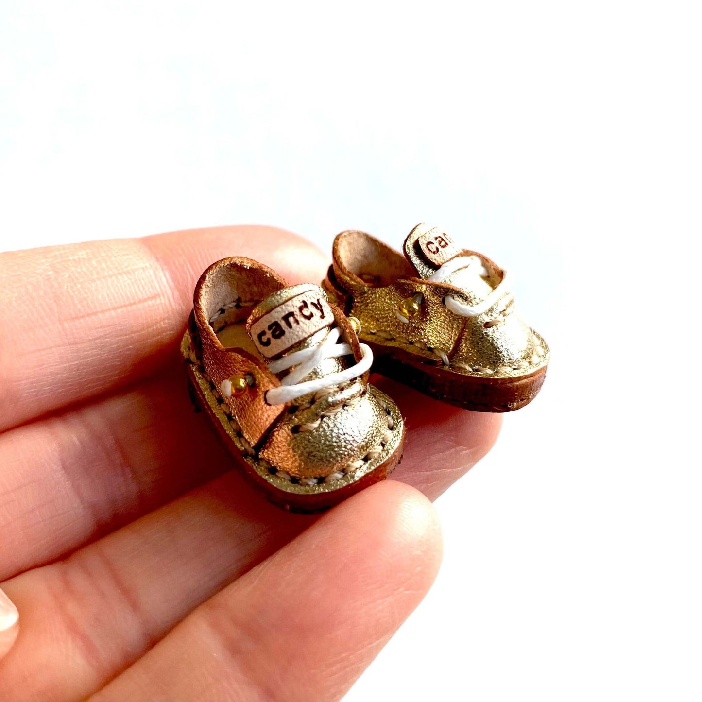 Gold leather Doll shoes OB11 doll shoes 1/12 shoes - Blacksparrowuk