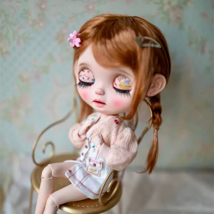 Blythe Doll wig plaited Double braids imitation Mohair Girl hair Light Brown or Auburn - Blacksparrowuk