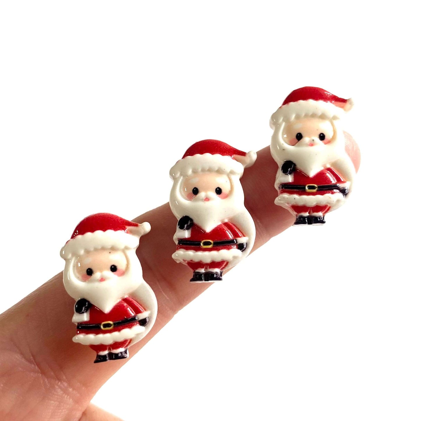 Santa charms Miniature Father Christmas Flat back resin charm figurines - Blacksparrowuk