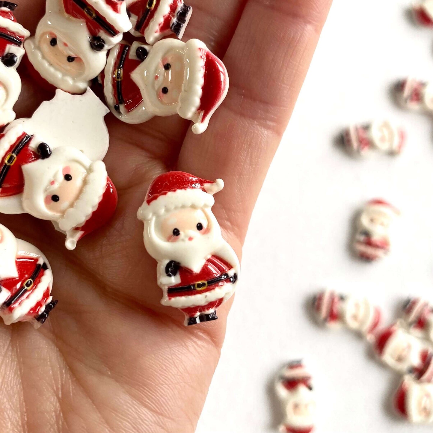 Santa charms Miniature Father Christmas Flat back resin charm figurines - Blacksparrowuk