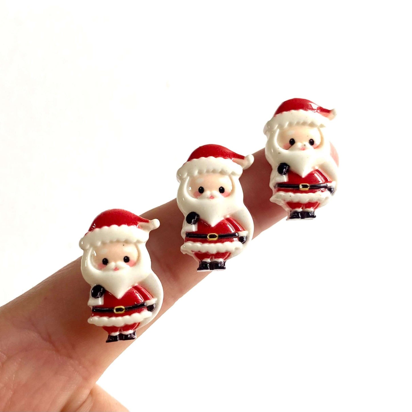 Santa charms Miniature Father Christmas Flat back resin charm figurines - Blacksparrowuk