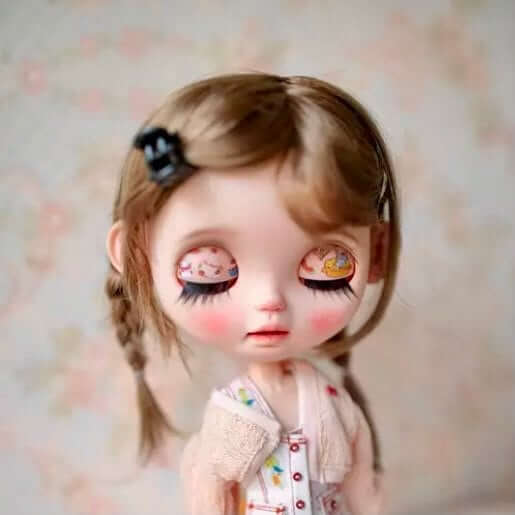 Blythe Doll wig plaited Double braids imitation Mohair Girl hair Light Brown or Auburn - Blacksparrowuk