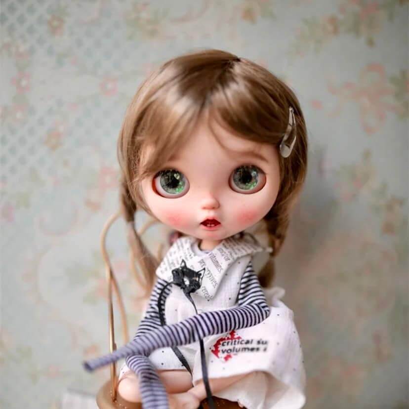 Blythe Doll wig plaited Double braids imitation Mohair Girl hair Light Brown or Auburn - Blacksparrowuk