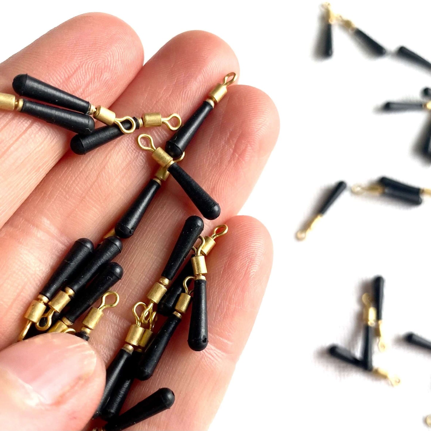 Tiny black rubber tear drop pendants - Blacksparrowuk