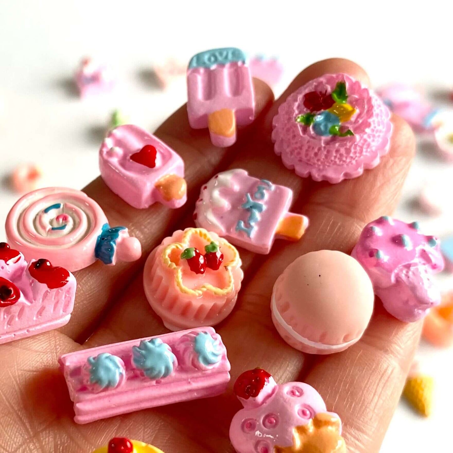 Pink set Miniature Chocolate Cake Ice Cream random mix selection resin food - Blacksparrowuk