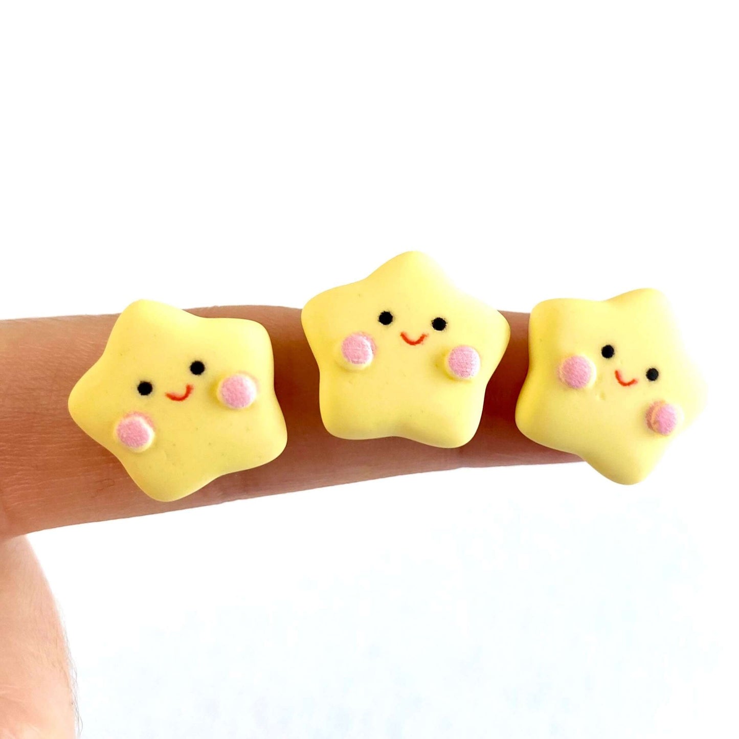 Happy star charms Cute Pastel Kawaii yellow Star flat back resin Cabochon - Blacksparrowuk