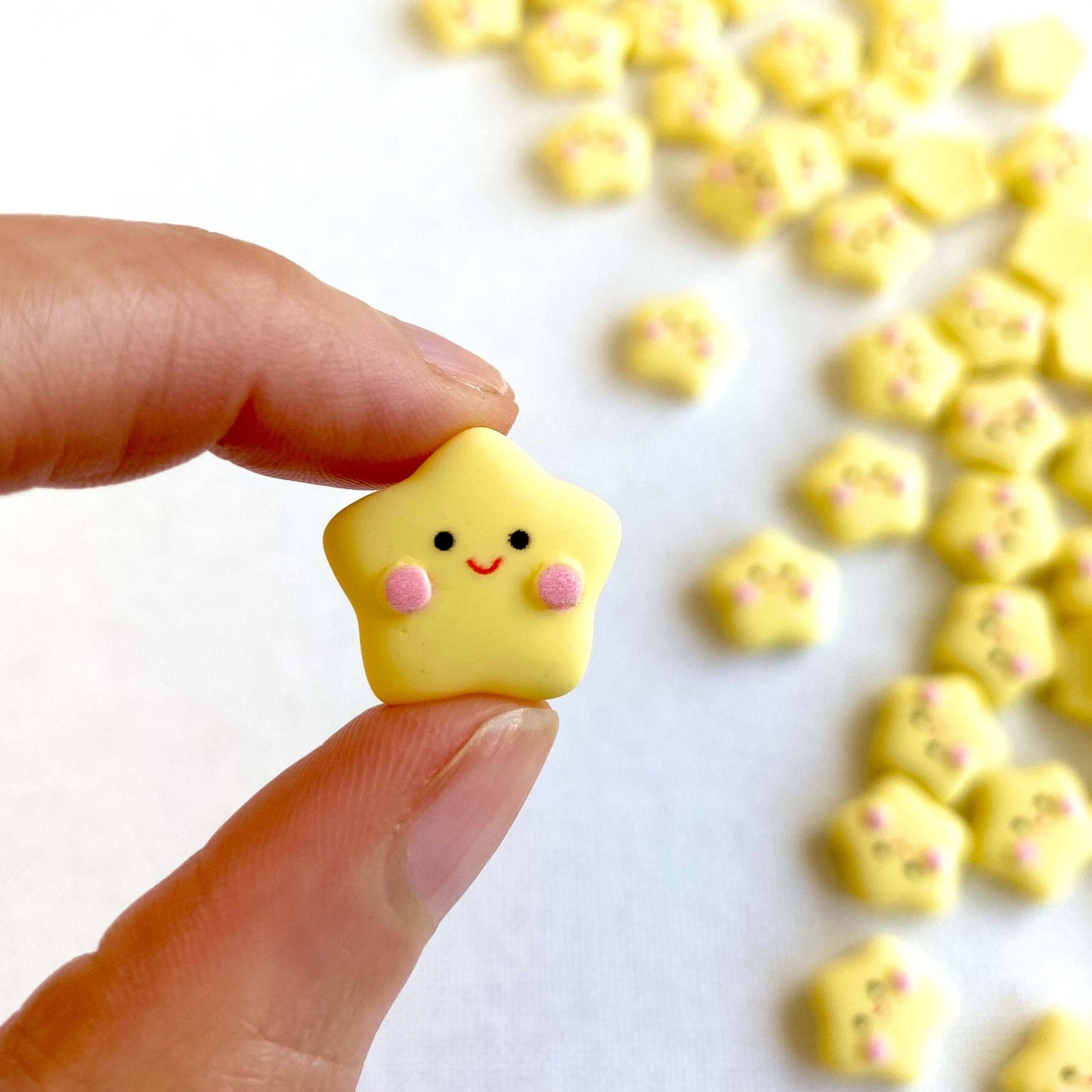 Happy star charms Cute Pastel Kawaii yellow Star flat back resin Cabochon - Blacksparrowuk