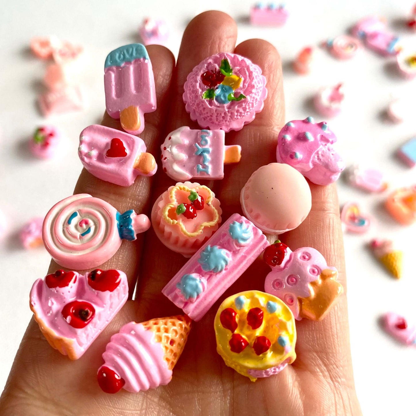 Pink set Miniature Chocolate Cake Ice Cream random mix selection resin food - Blacksparrowuk