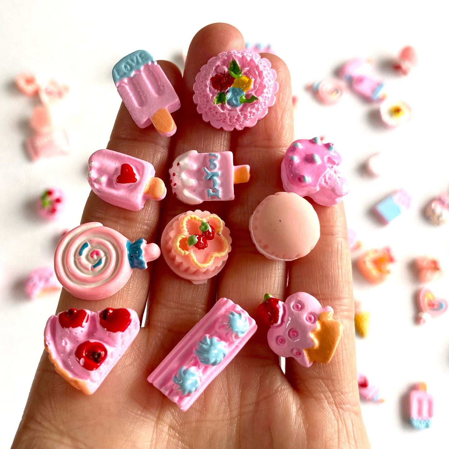 Pink set Miniature Chocolate Cake Ice Cream random mix selection resin food - Blacksparrowuk