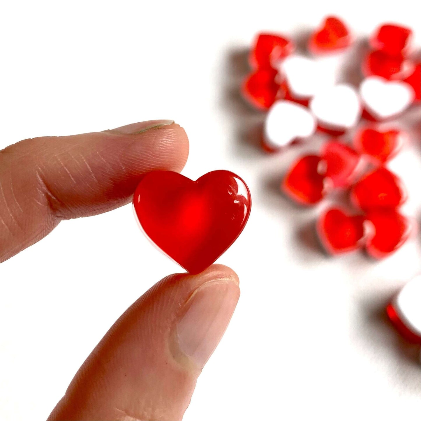 Valentines Day Love heart charms resin Red heart charms 15mm UK seller Fake candy DIY craft supplies - Blacksparrowuk